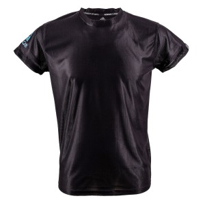 Koszulka poliestrowa  Adidas czarna - niebieskie logo