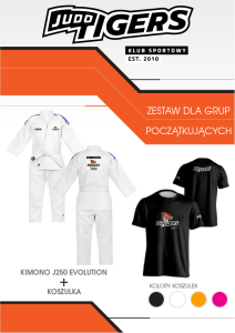 ZESTAW TIGERS DLA GRUP POCZĄTKUJĄCYCH - JUDOGA ADIDAS J250 + KOSZULKA 