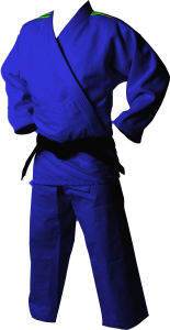 Judoga adidas Quest niebieska ( J690B ) z zielonymi paskami